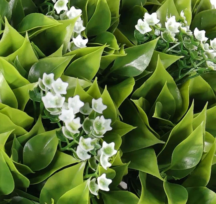 Wide Leaf Buxus Flowering Artificial Hanging Basket 18in – UV Resistant, Non Fire Resistant Artificial Hanging Plants &…