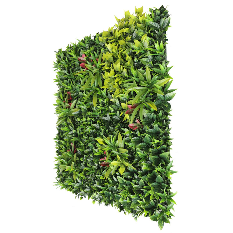 Premium Artificial Vertical Garden with Colored Faux Plants Side View