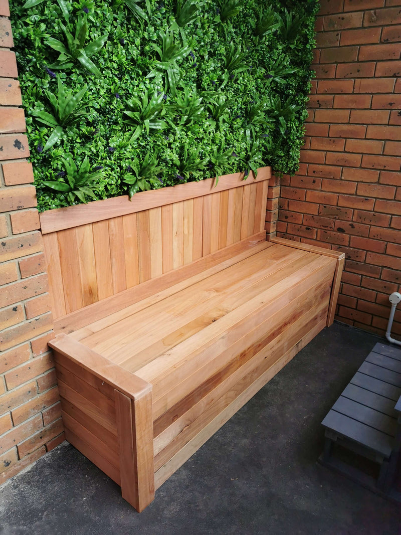 Flowering Purple Lavender Artificial Green Wall Panel on a Timber Deck