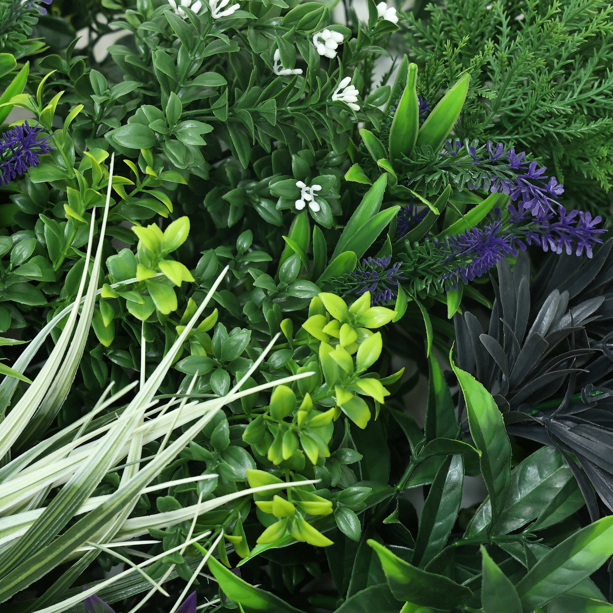 Lavanda botánica rústica de pared verde artificial de primera calidad, 40 "x 20", resistente a los rayos UV de grado comercial
