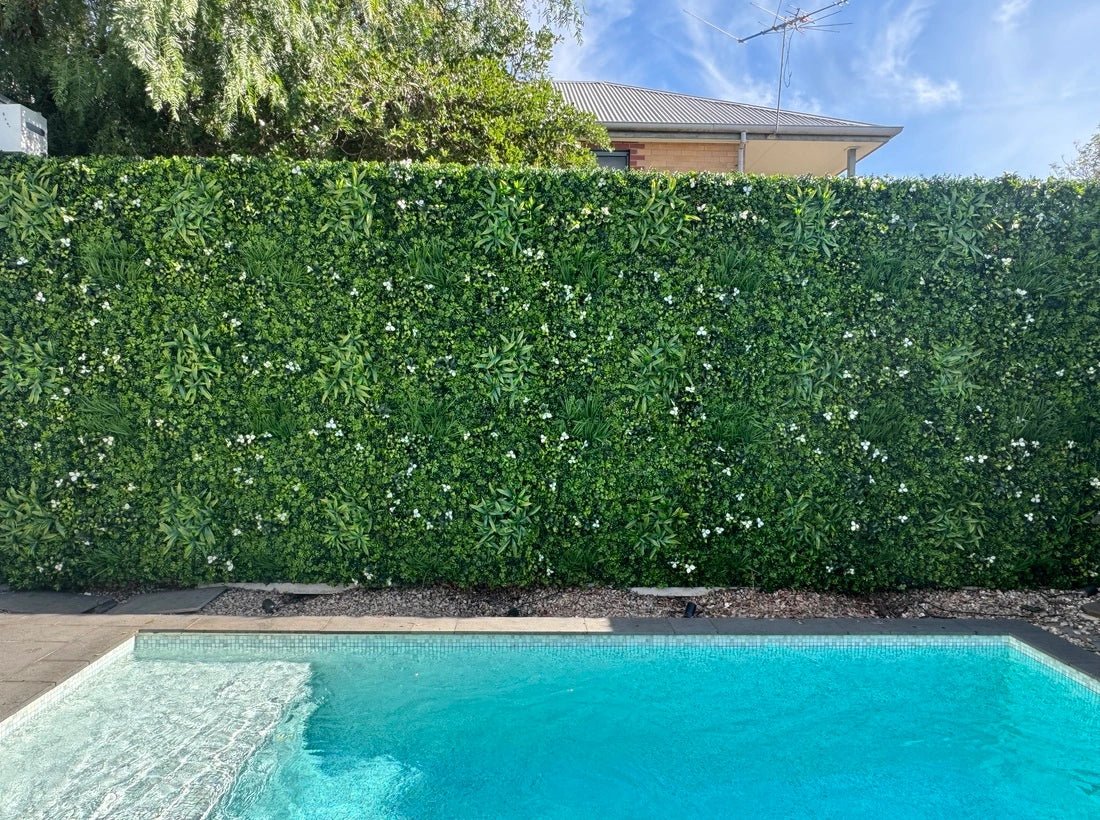 artificial green walls by pool