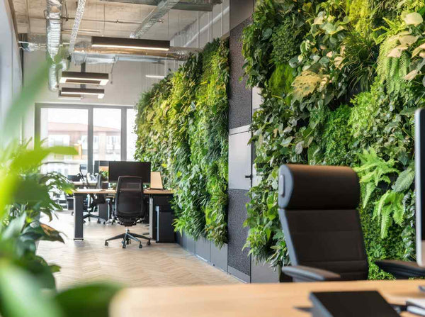 lush artificial greenery in office