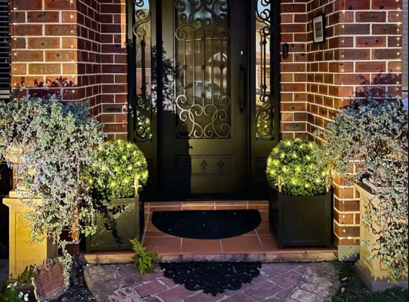 Halloween decoration with topiary trees