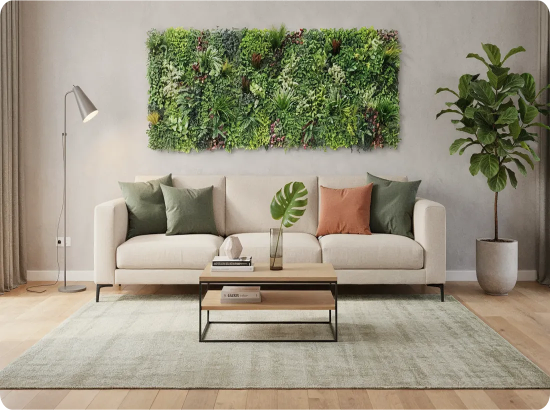 Indoor artificial greenery wall home decor