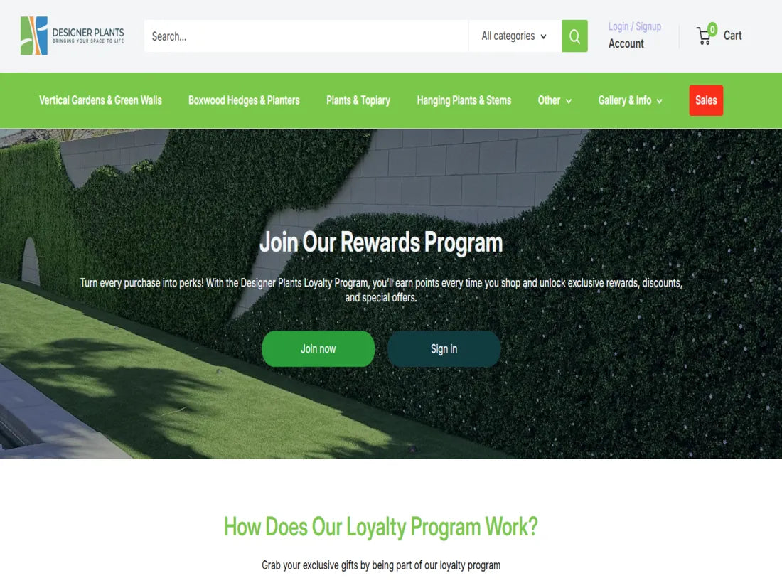 Join our rewards program Designer Plants hero banner