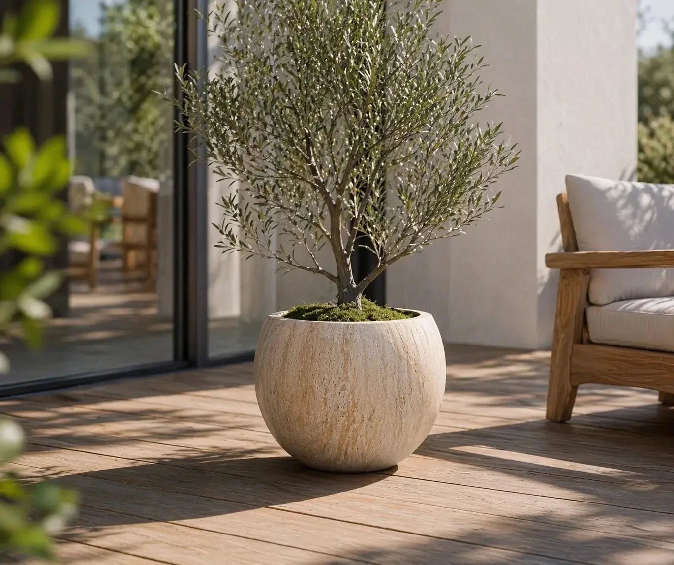 2-Piece Luxury Rounded Marble Bowl Planter Set - Designer Plants USA