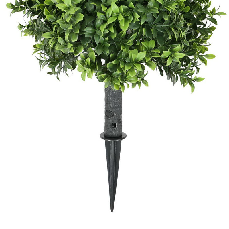 14-Inch Faux Boxwood Topiary with Ground Spike – UV-Resistant Artificial Hedge Decoration