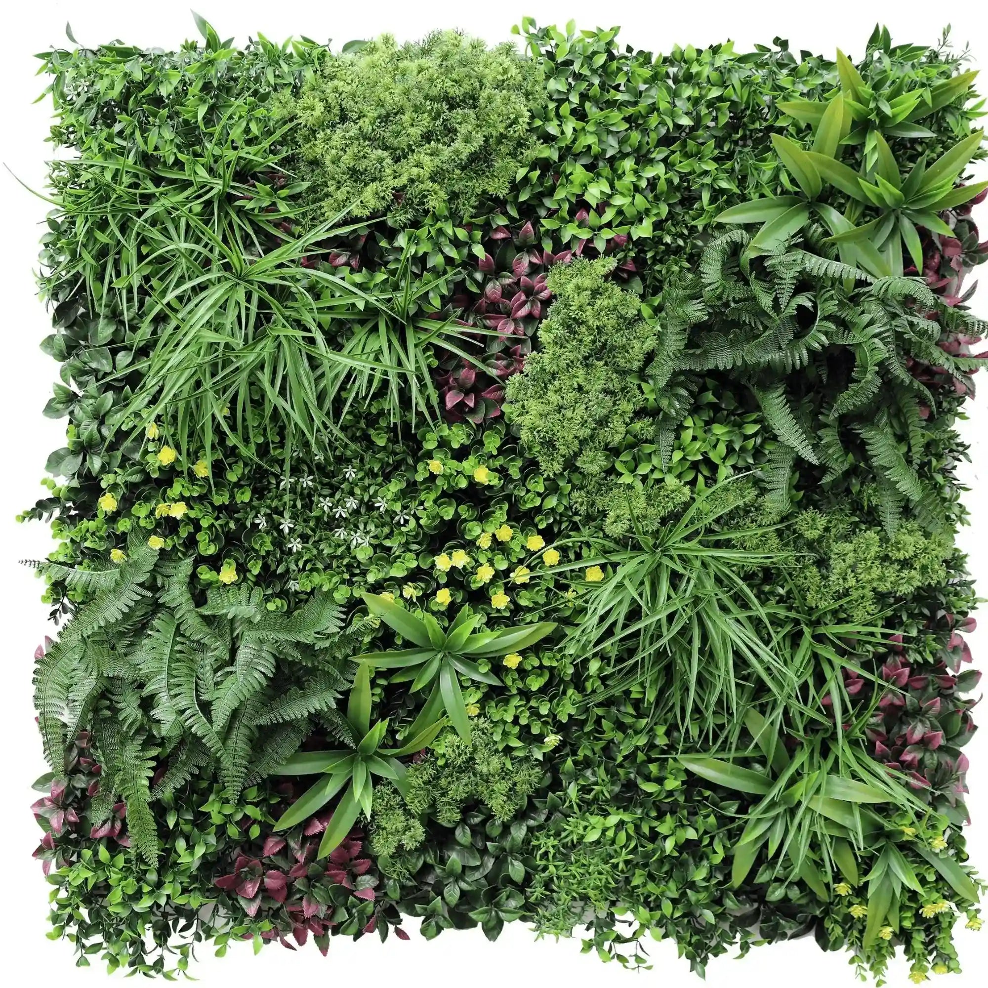 Panel de muestra de jardín vertical artificial de helecho campestre (muestra pequeña) de grado comercial resistente a los rayos UV