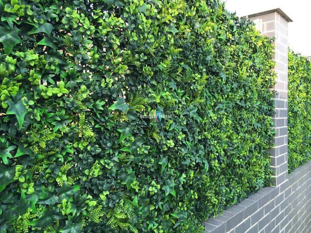 Panel de muestra de pared verde artificial de hiedra mixta (muestra pequeña) Grado comercial resistente a los rayos UV