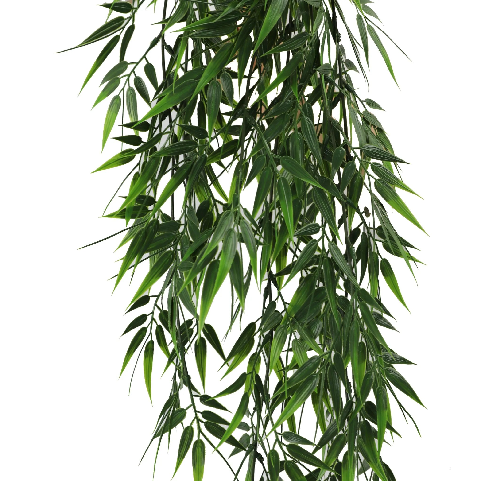Set of 10 – Artificial Hanging Bamboo Leaf Garland Bushes – Dark Green UV Resistant & Fire Rated | 6.7in x 30in (17cm x 76cm Each)