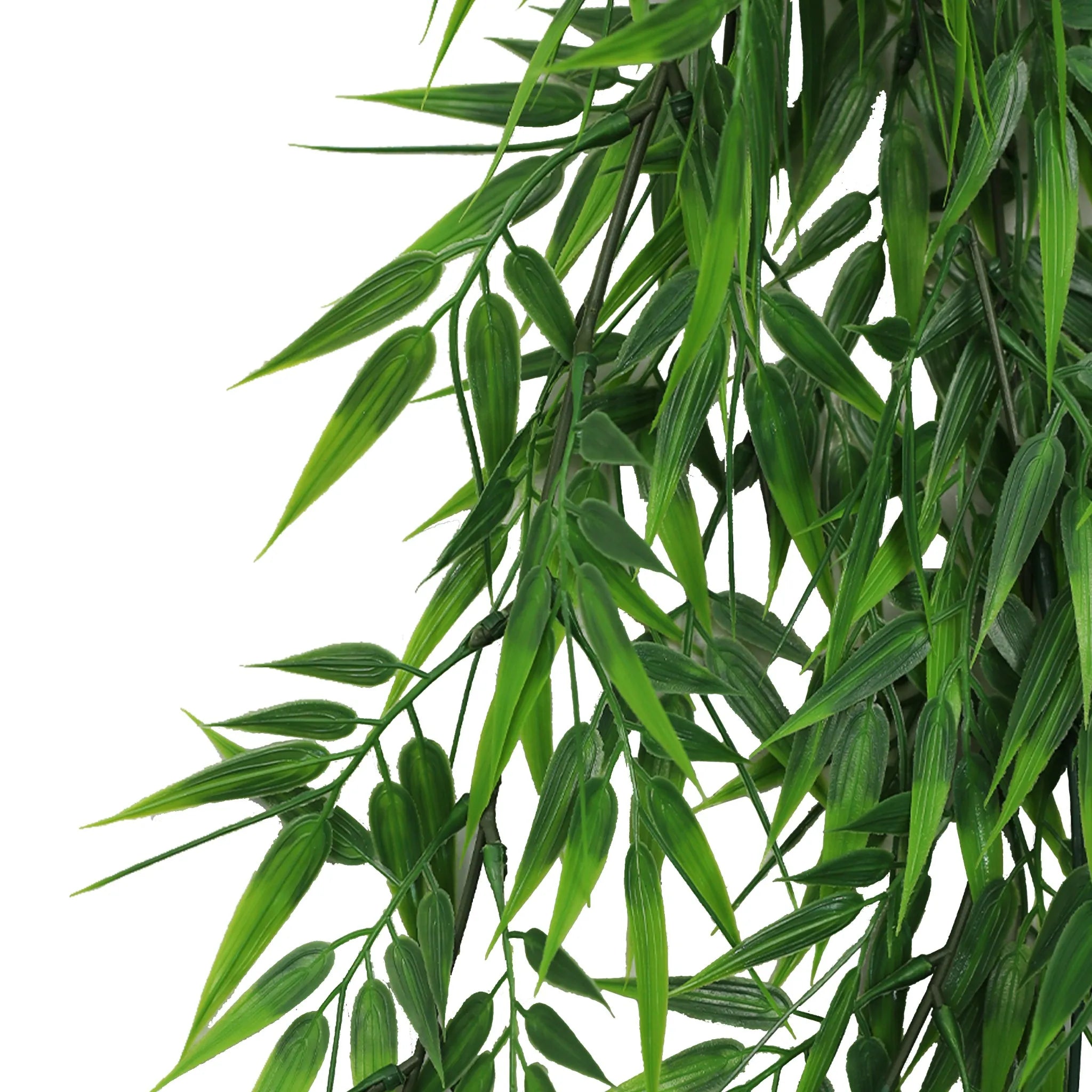 Set of 10 – Artificial Hanging Bamboo Leaf Garland Bushes – Dark Green UV Resistant & Fire Rated | 6.7in x 30in (17cm x 76cm Each)
