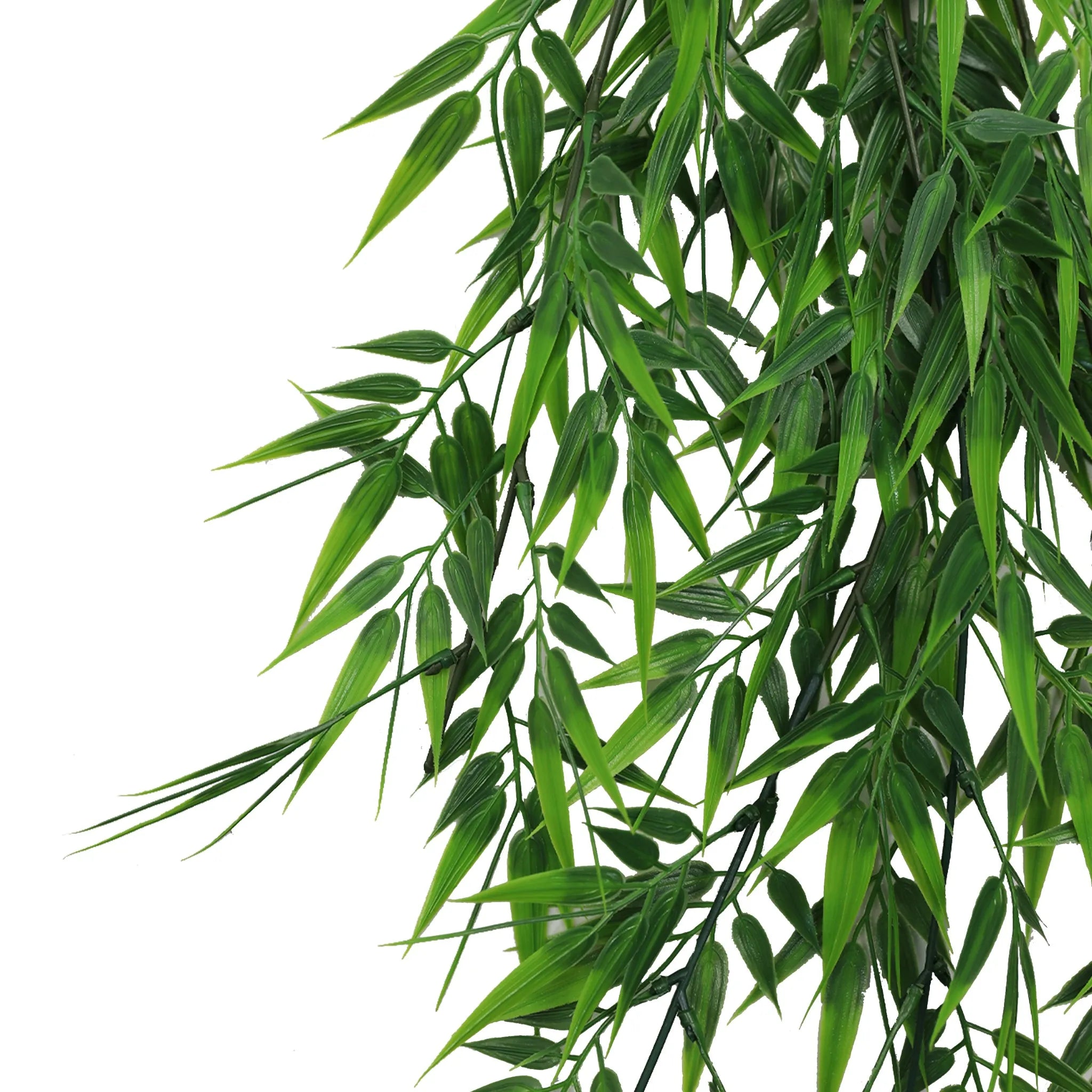 Set of 10 – Artificial Hanging Bamboo Leaf Garland Bushes – Dark Green UV Resistant & Fire Rated | 6.7in x 30in (17cm x 76cm Each)
