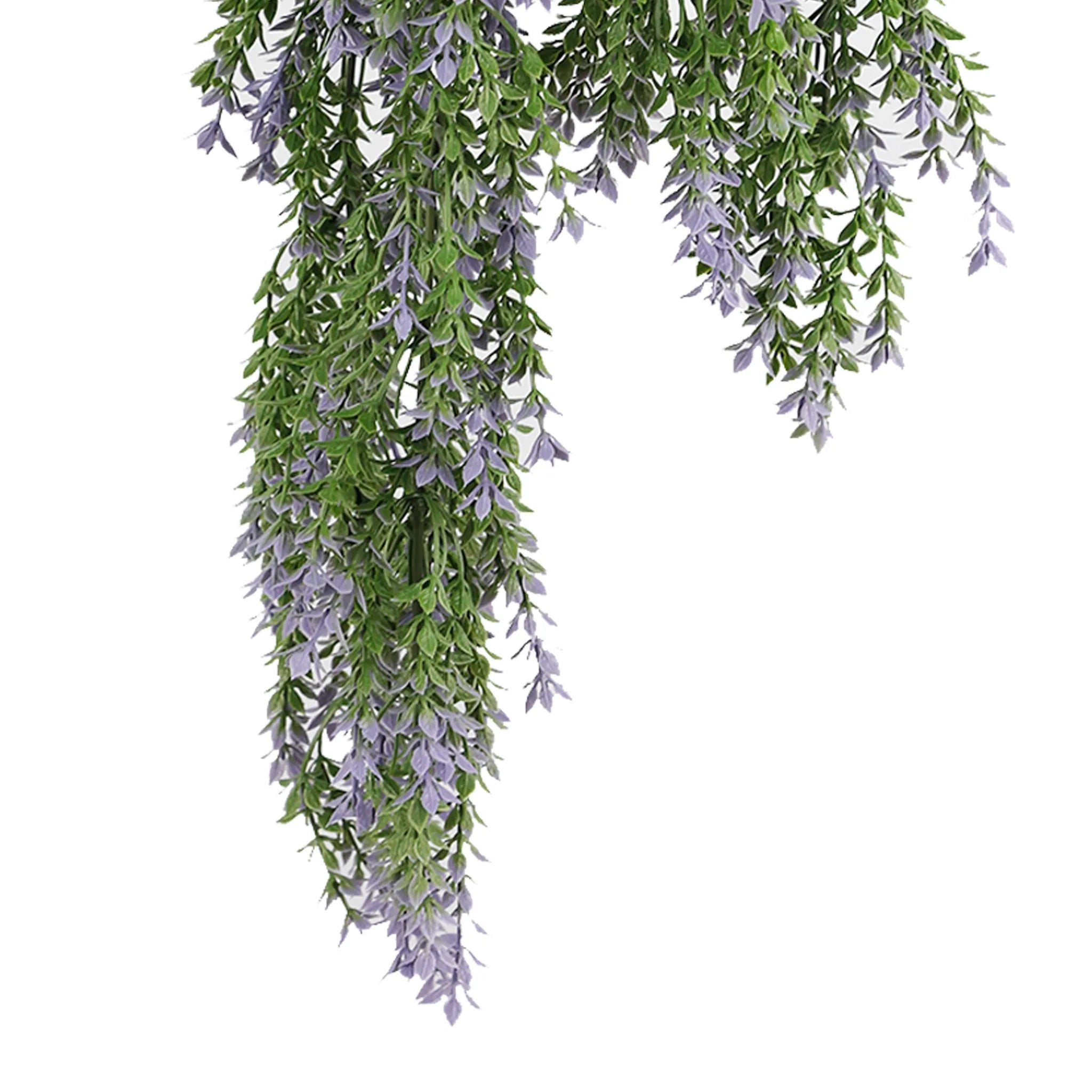 Set of 10 – Artificial Hanging Purple & Green Willow Leaf Garland Bushes UV Resistant & Fire Rated | 7.8in x 30in (20cm x 76cm Each)