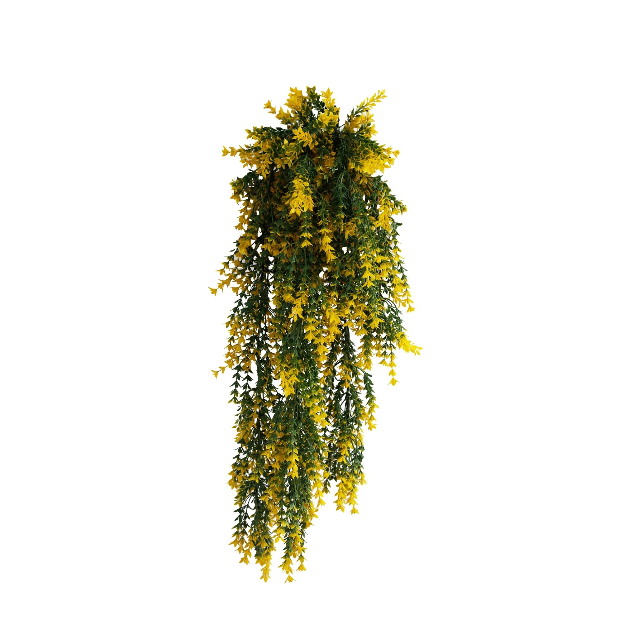 Set of 10 – Artificial Hanging Yellow & Green Willow Leaf Garland Bushes UV Resistant & Fire Rated | 7.8in x 30in (20cm x 76cm Each)