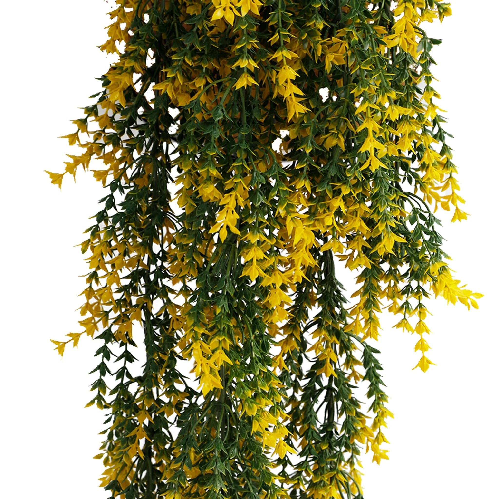 Set of 10 – Artificial Hanging Yellow & Green Willow Leaf Garland Bushes UV Resistant & Fire Rated | 7.8in x 30in (20cm x 76cm Each)
