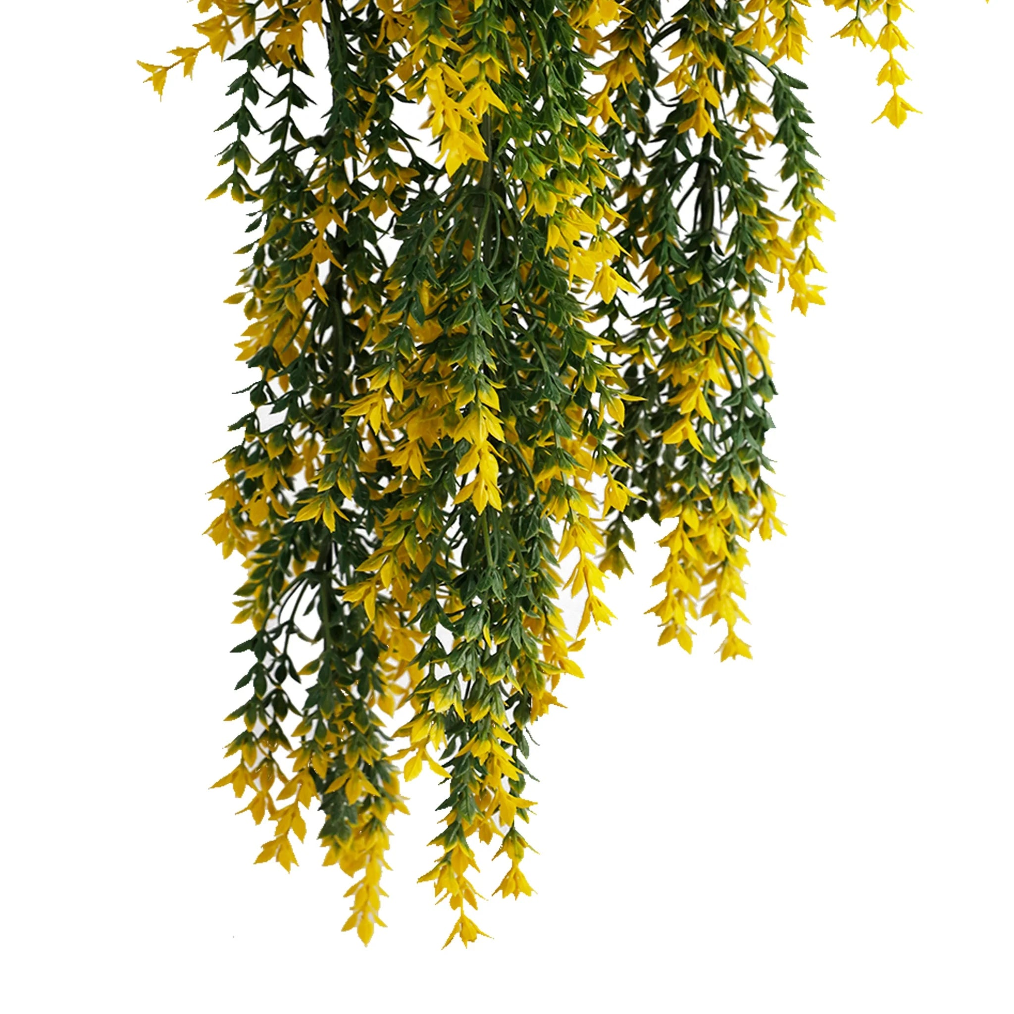 Set of 10 – Artificial Hanging Yellow & Green Willow Leaf Garland Bushes UV Resistant & Fire Rated | 7.8in x 30in (20cm x 76cm Each)
