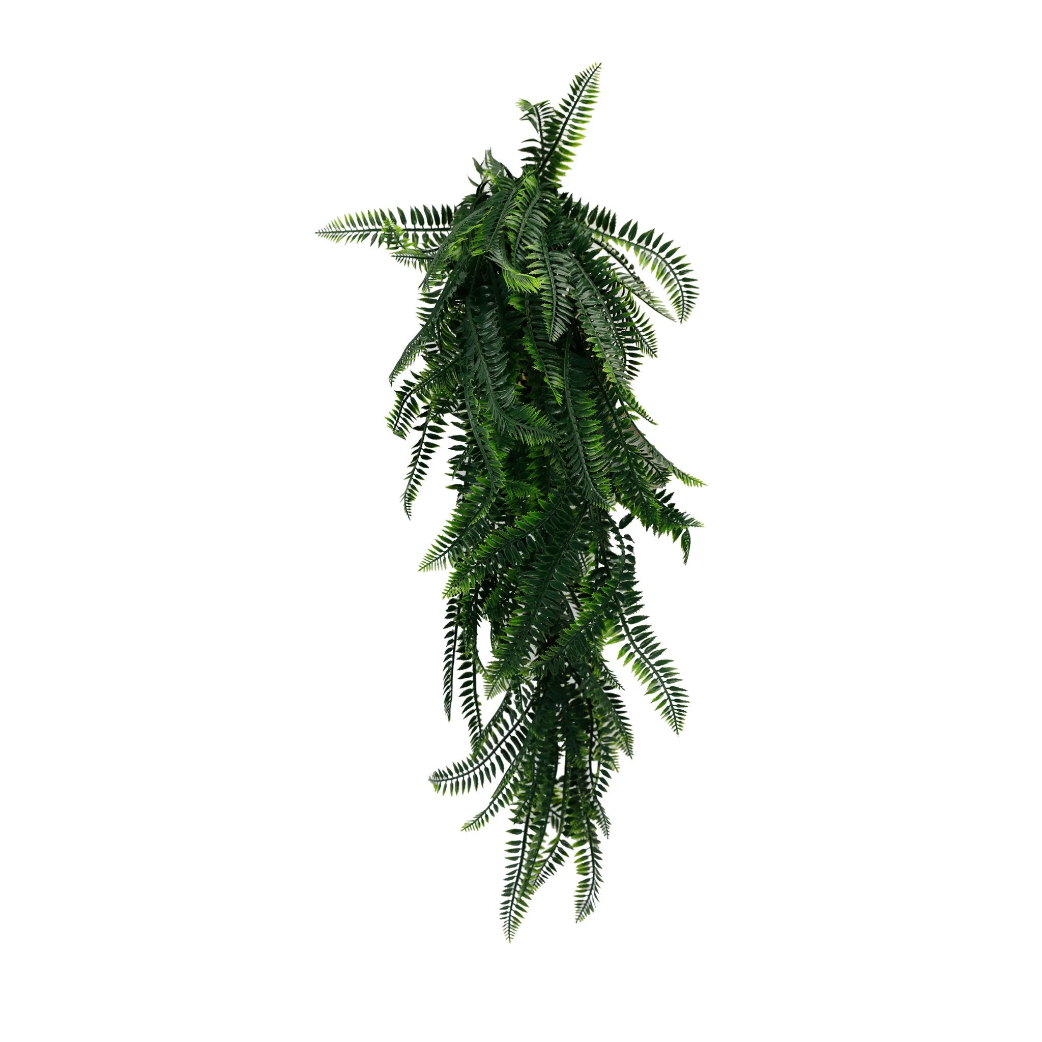 Set of 10 – Artificial Hanging Dense Boston Fern Garland Bushes UV Resistant & Fire Rated | 10.6in x 33in (27cm x 84cm Each)