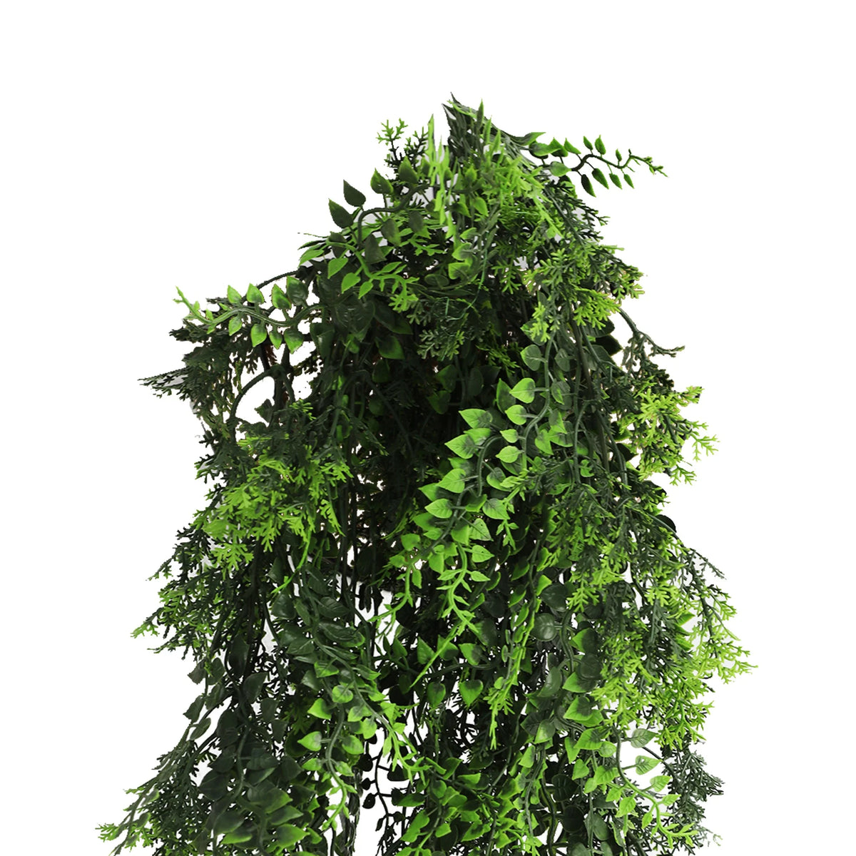 Artificial greenery garland on a white background