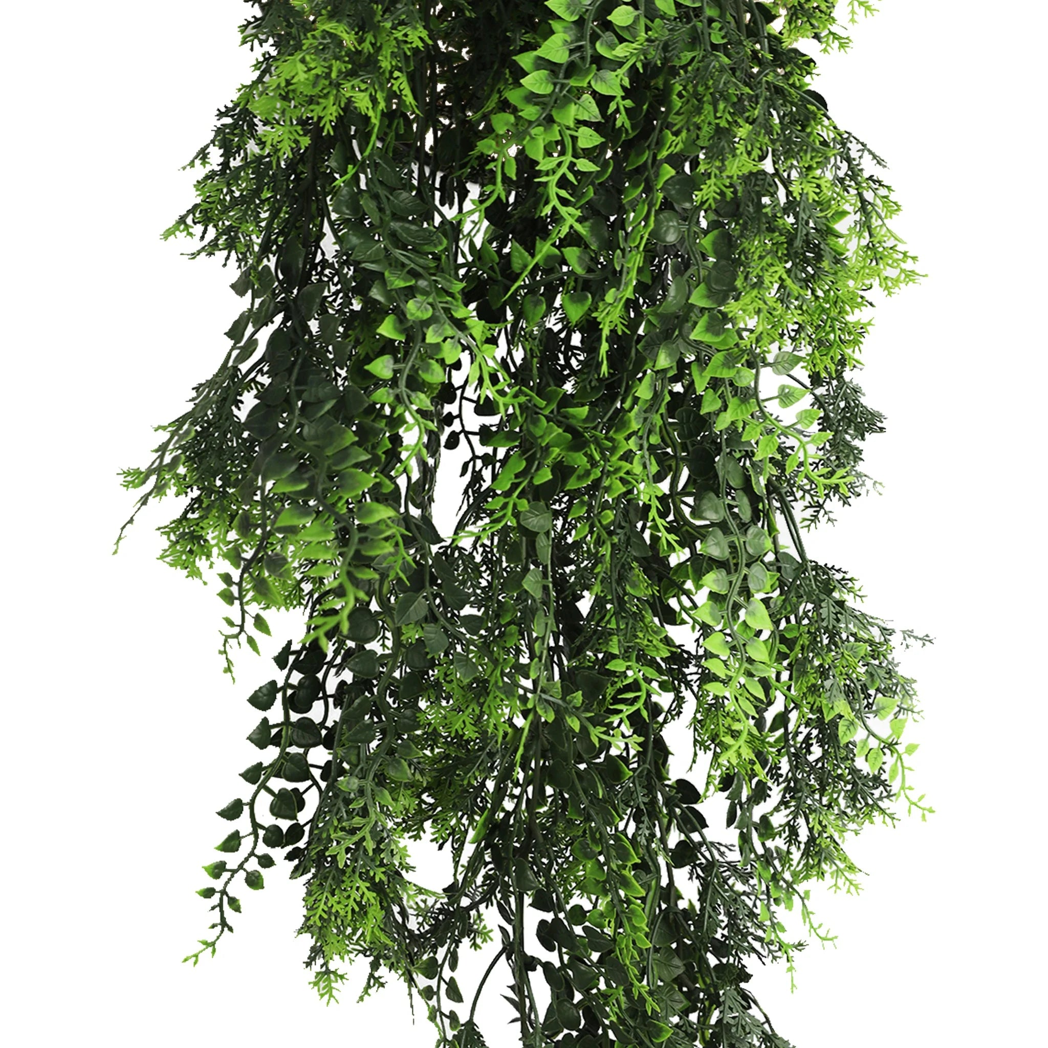 Set of 10 Artificial Hanging Mediterranean Fern Vine – UV Resistant & Fire Rated (8.6in x 30in | 22cm x 76cm)