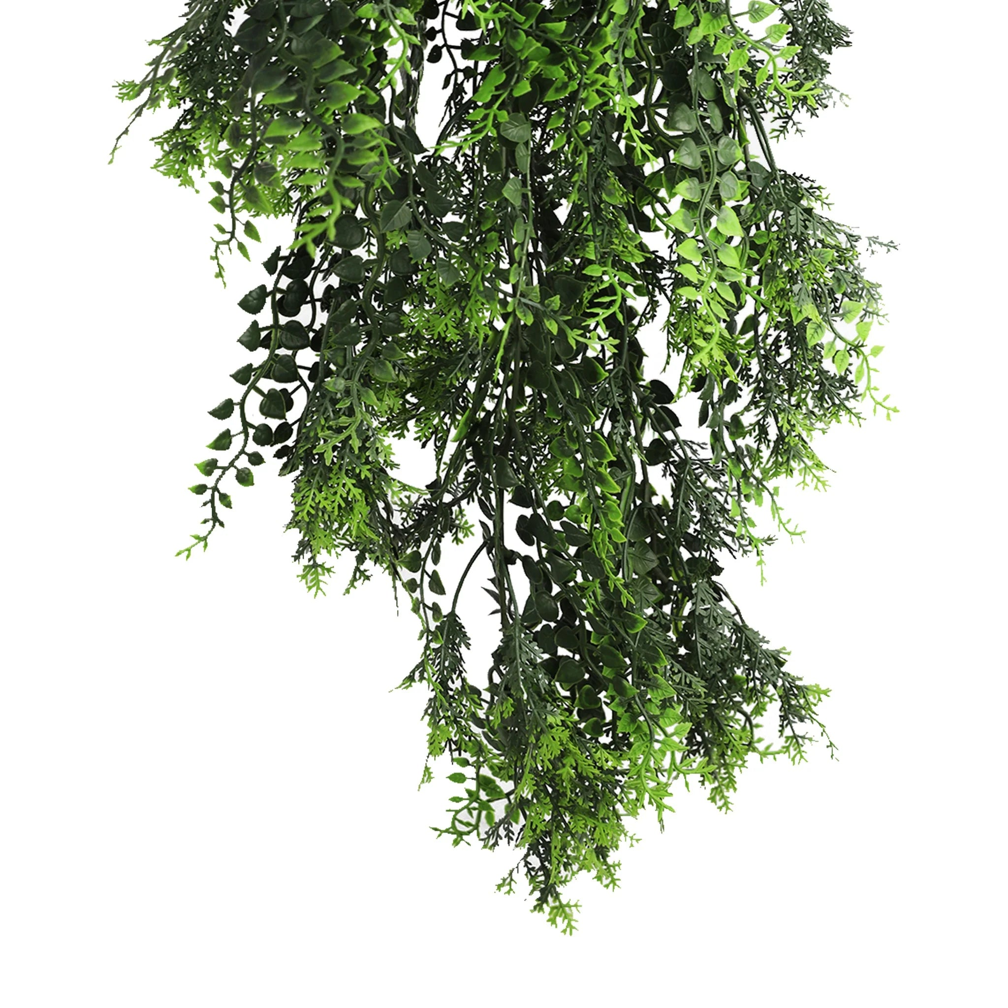 Set of 10 Artificial Hanging Mediterranean Fern Vine – UV Resistant & Fire Rated (8.6in x 30in | 22cm x 76cm)