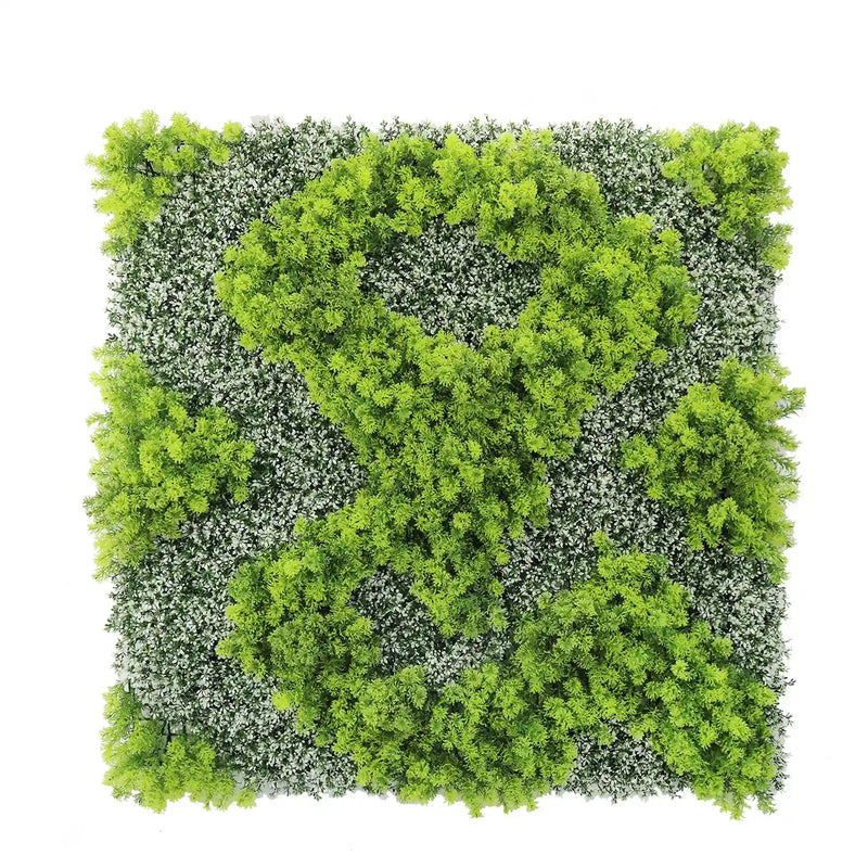 product-2000-2000 Natural Green and White Moss Artificial Vertical Garden Green Wall Panel 40×40in – UV Resistant – Commercial Grade
