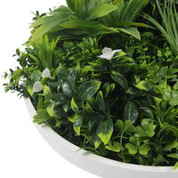 Artificial Green Wall Disc 20in – White Frame – UV Resistant – Commercial Grade
