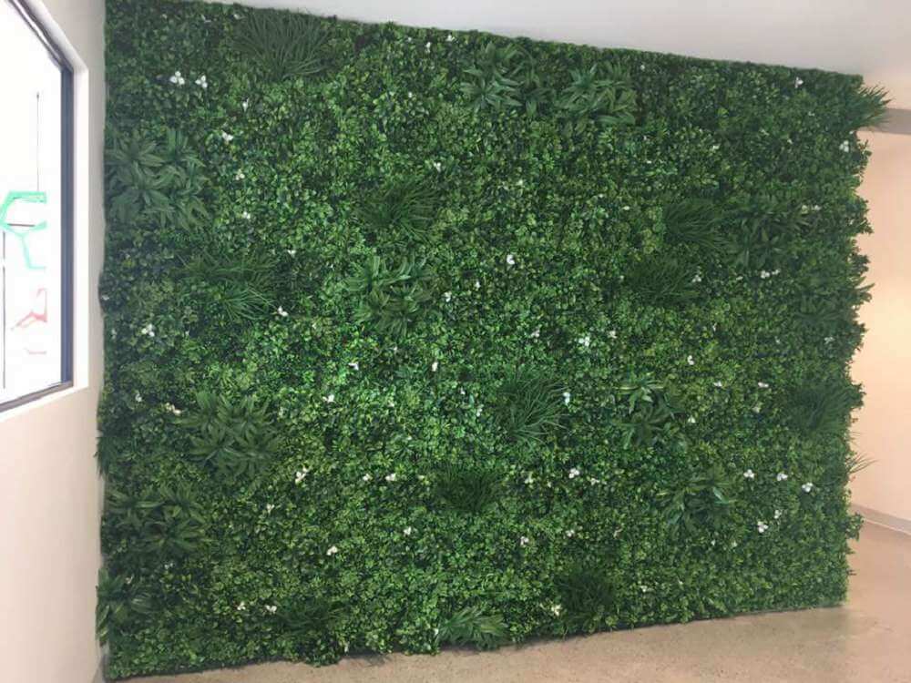 Panel de muestra de jardín vertical artificial White Oasis (muestra pequeña) Grado comercial resistente a los rayos UV