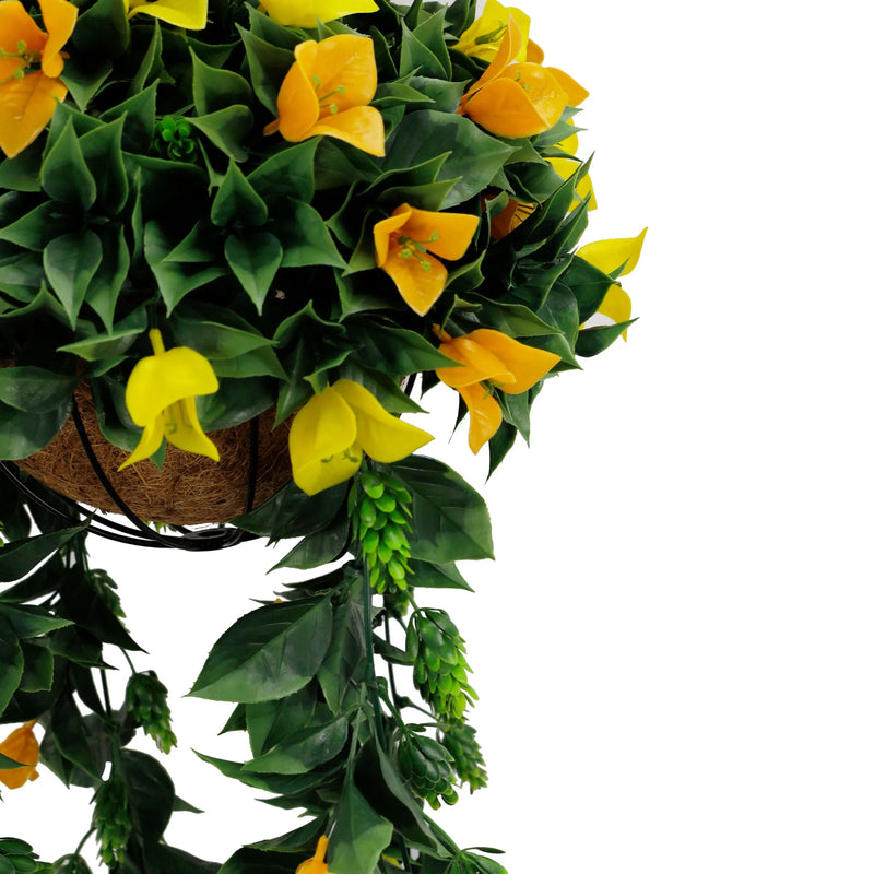 Artificial Hanging Basket – Orange & Yellow Bougainvillea (12in x 31.5in | 30cm x 80cm, UV Resistant)