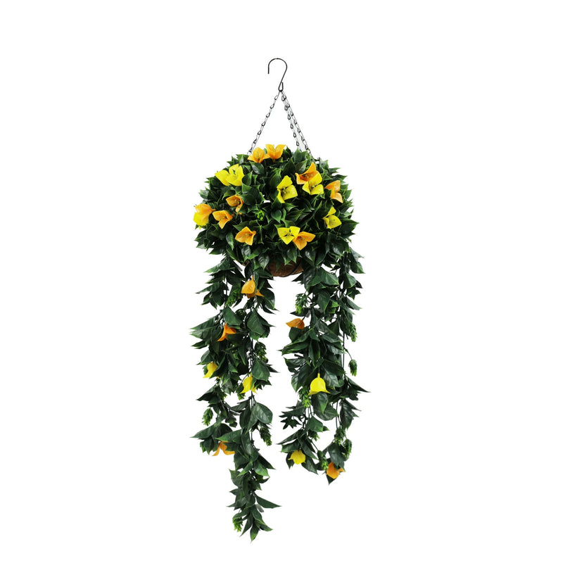 Artificial Hanging Basket – Orange & Yellow Bougainvillea (12in x 31.5in | 30cm x 80cm, UV Resistant)