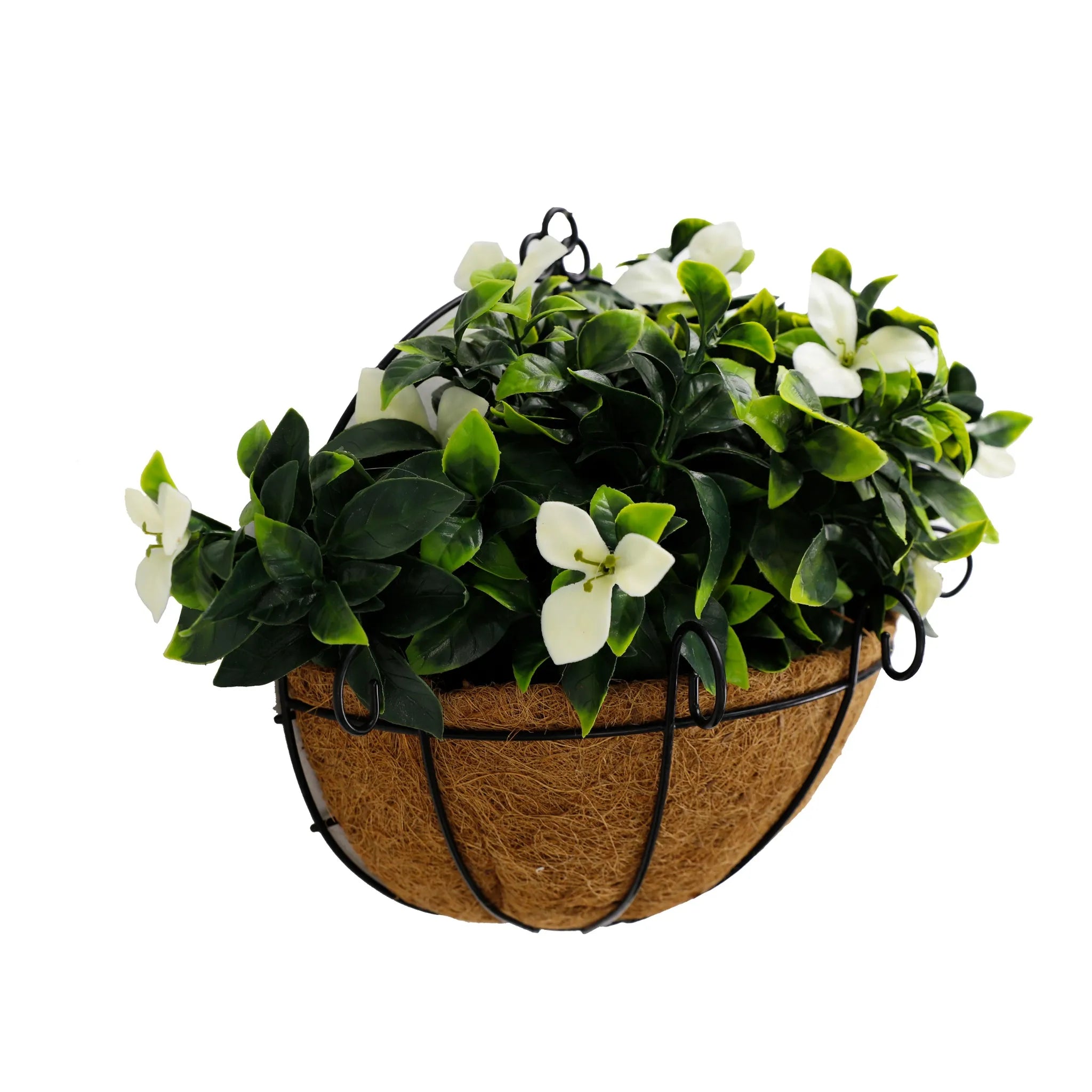 Artificial Wall Basket – Flowering White Jasmine (7.9in x 13.8in | 20cm x 35cm, UV Resistant)