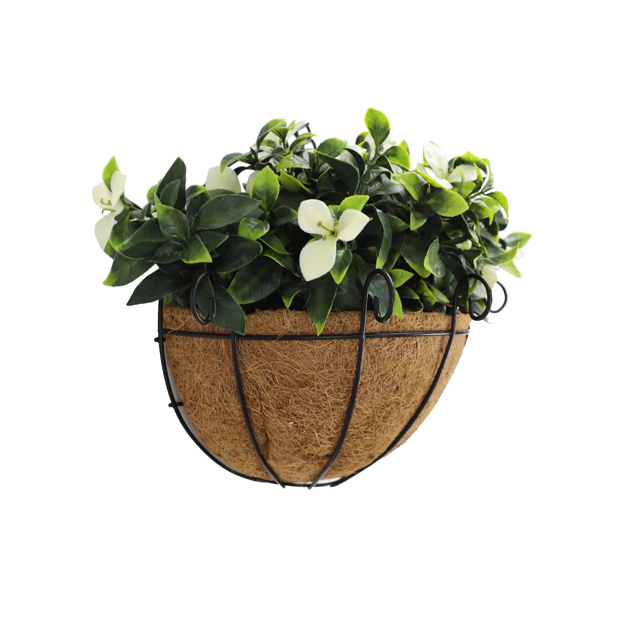Artificial Wall Basket – Flowering White Jasmine (7.9in x 13.8in | 20cm x 35cm, UV Resistant)