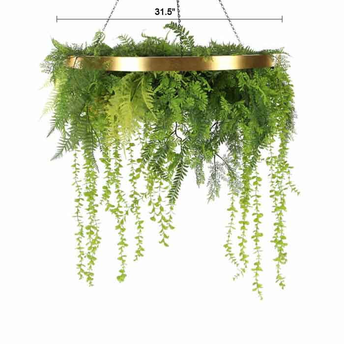 32-Inch Imitation Gold Artificial Hanging Green Wall Disc – Limited Edition  UV-Resistant Foliage