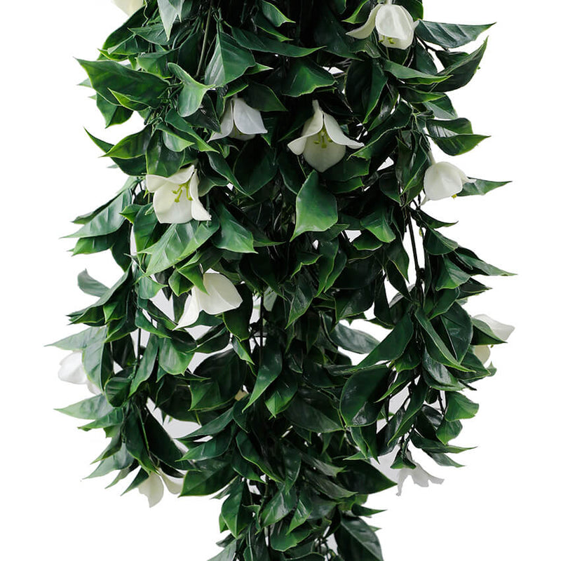 (5 Pieces) Hanging White Artificial Bougainvillea Plant UV Resistant 30"