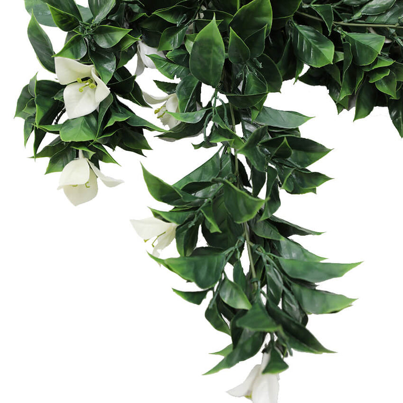 (5 Pieces) Hanging White Artificial Bougainvillea Plant UV Resistant 30"