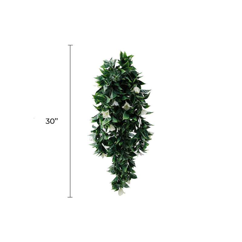 (5 Pieces) Hanging White Artificial Bougainvillea Plant UV Resistant 30"