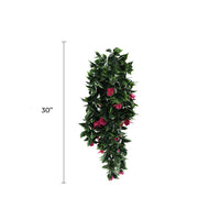 (5 piezas) Planta de buganvilla artificial colgante de color rosa vibrante, resistente a los rayos UV, 35"