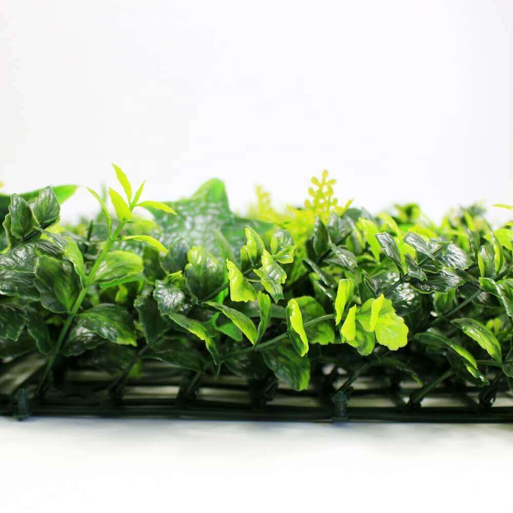 Panel de muestra de pared verde artificial de hiedra mixta (muestra pequeña) Grado comercial resistente a los rayos UV