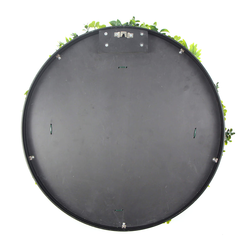 Slimline Flowering White Artificial Green Wall Disc UV Resistant 40" (White Frame Wall Art)