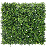 Pared de boj artificial con flores blancas 40" x 40" 11SQ FT resistente a los rayos UV