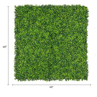 Mixed Boxwood Artificial Vertical Garden Green Wall Panel 40×40in 11 SQ FT – UV Resistant – Commercial Grade