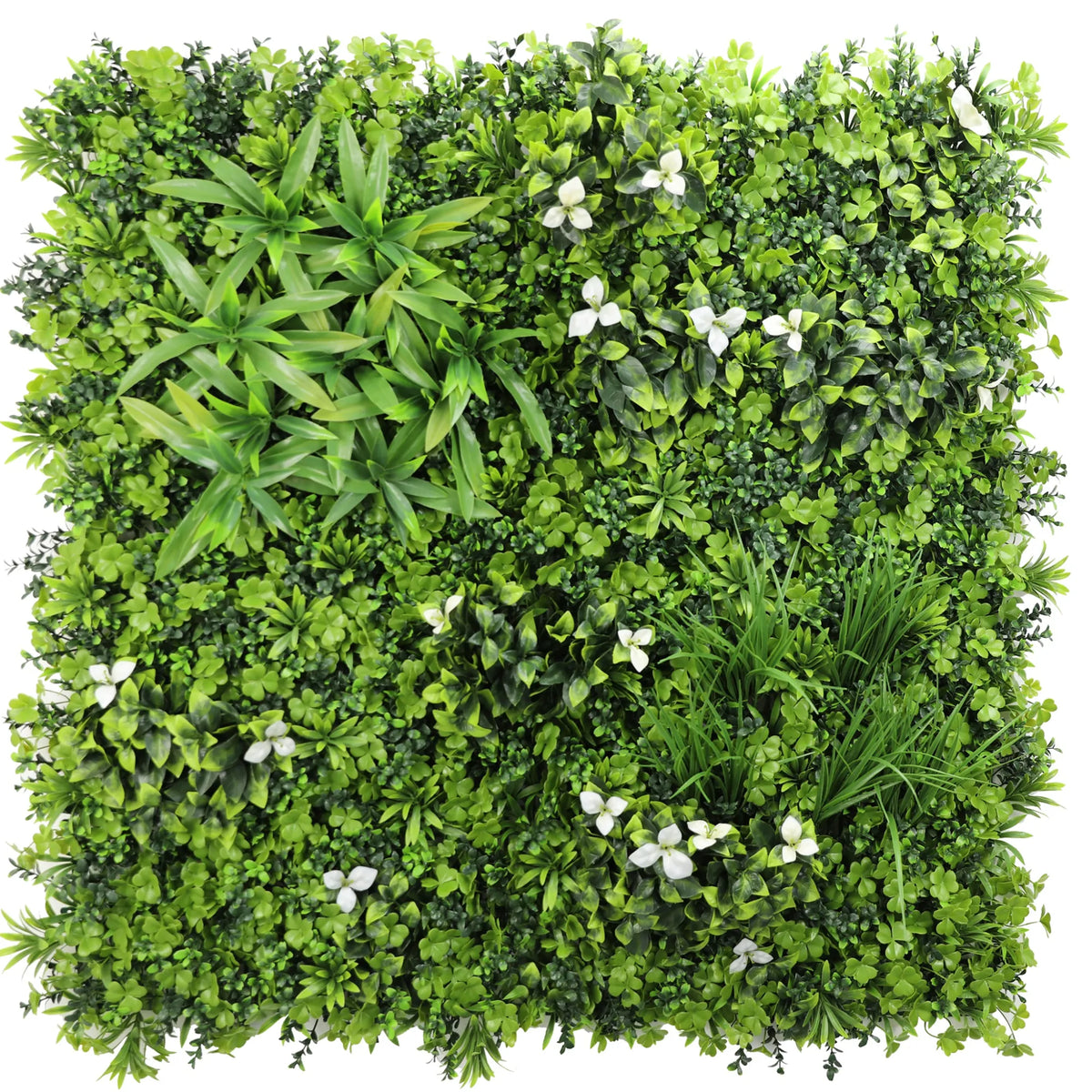 Panel de muestra de jardín vertical artificial White Oasis (muestra pequeña) Grado comercial resistente a los rayos UV