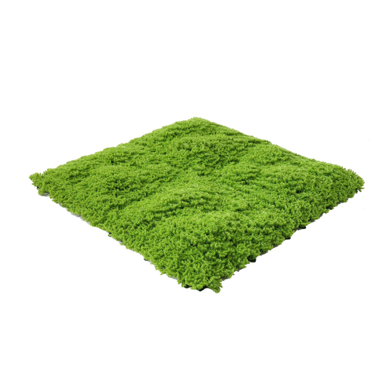 Artificial Moss Hedge Panel Screen Front View of Green Wall Moss Panel Side View of Green Wall Panel