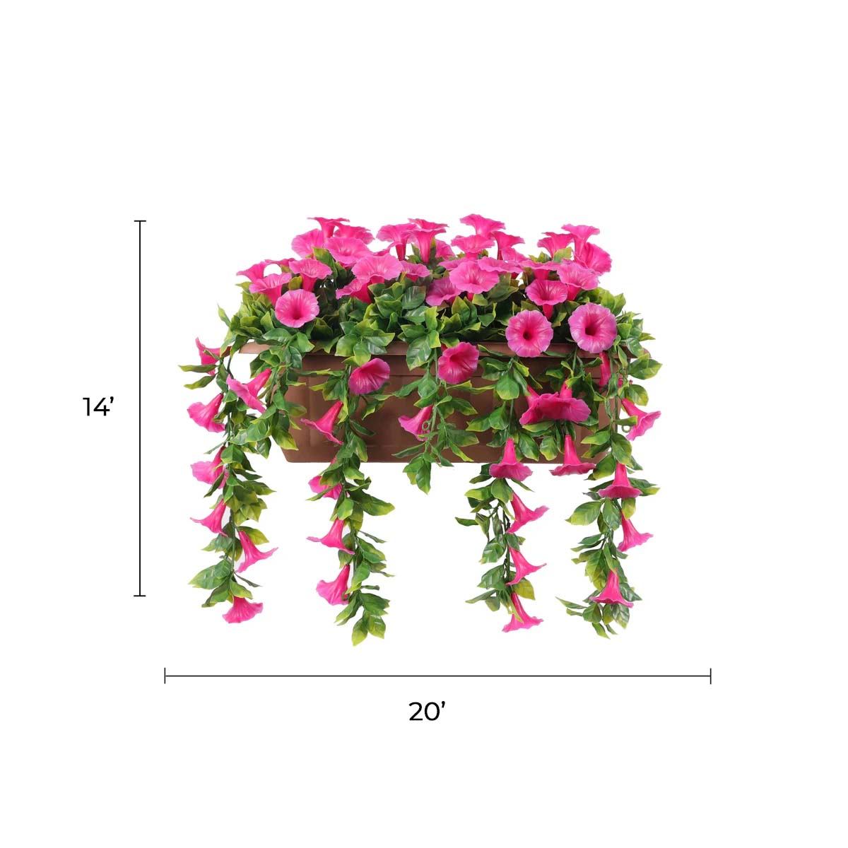 window box hanging planter Designer Plants USA Artificial Draping Pink Petunia Window Box Planter 20" x 14"