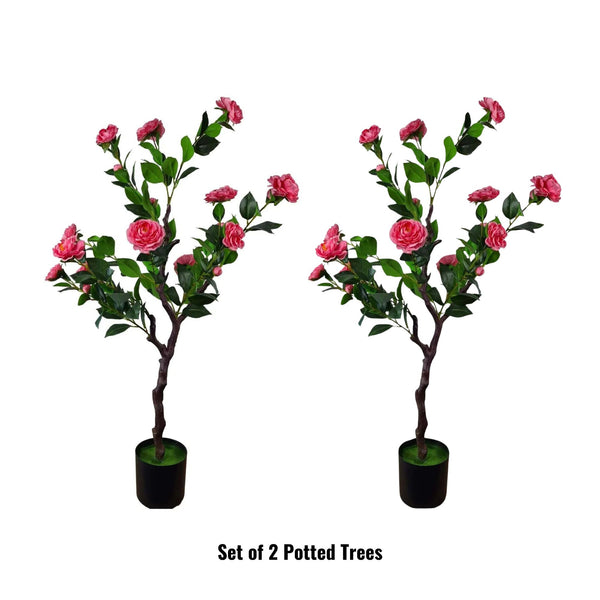 Flowering Natural Pink Artificial Camellia Tree 40" High (Clearance)