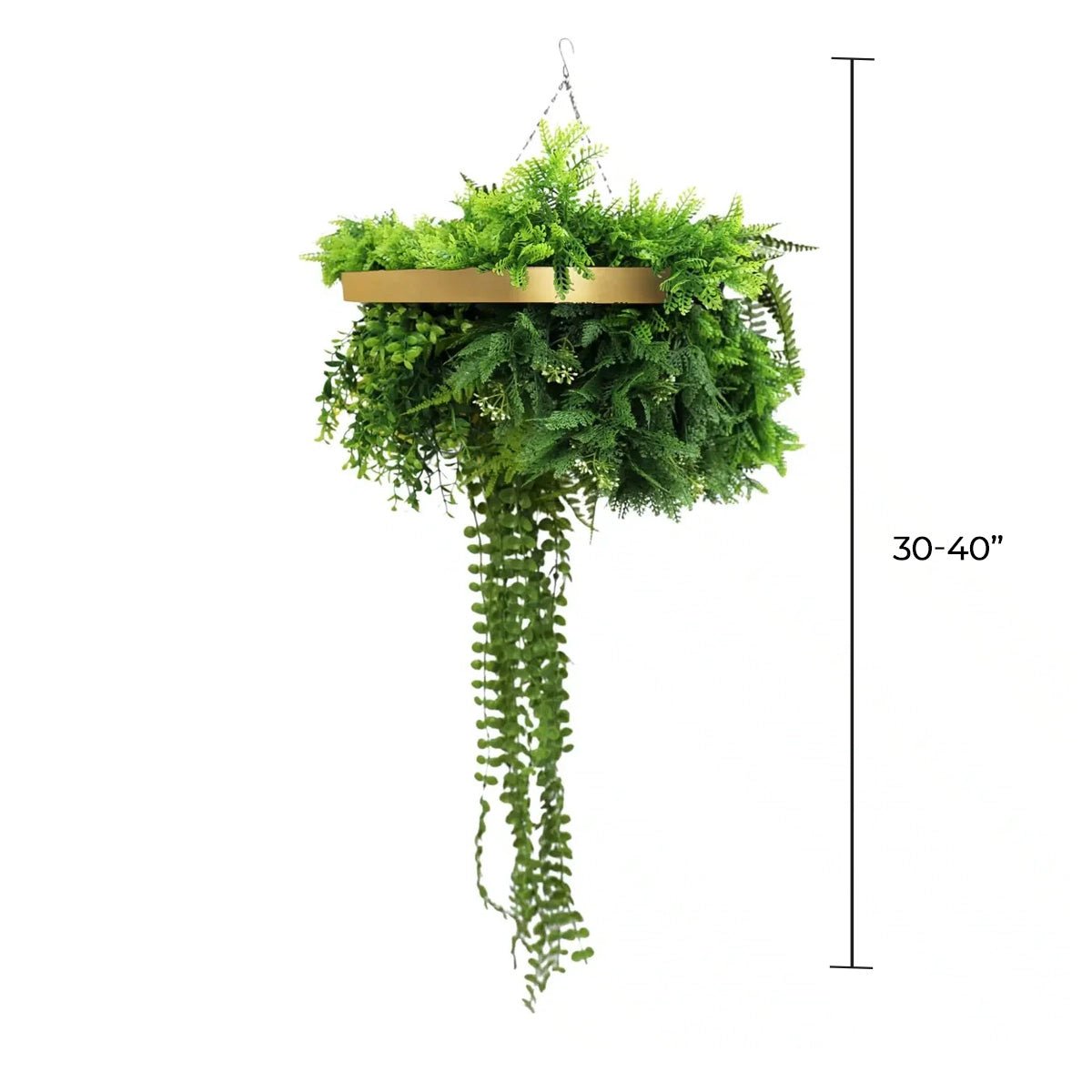 Artificial Green Wall Disc 16in – Gold Frame – UV Resistant