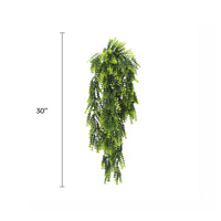 Vivid Green Dense Fern Artificial Hanging Plant 30in – UV Resistant