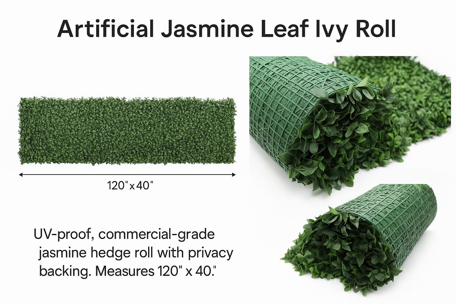 Premium Forest Jasmine Artificial Hedge Screen Roll 300cm x 100cm UV Resistant