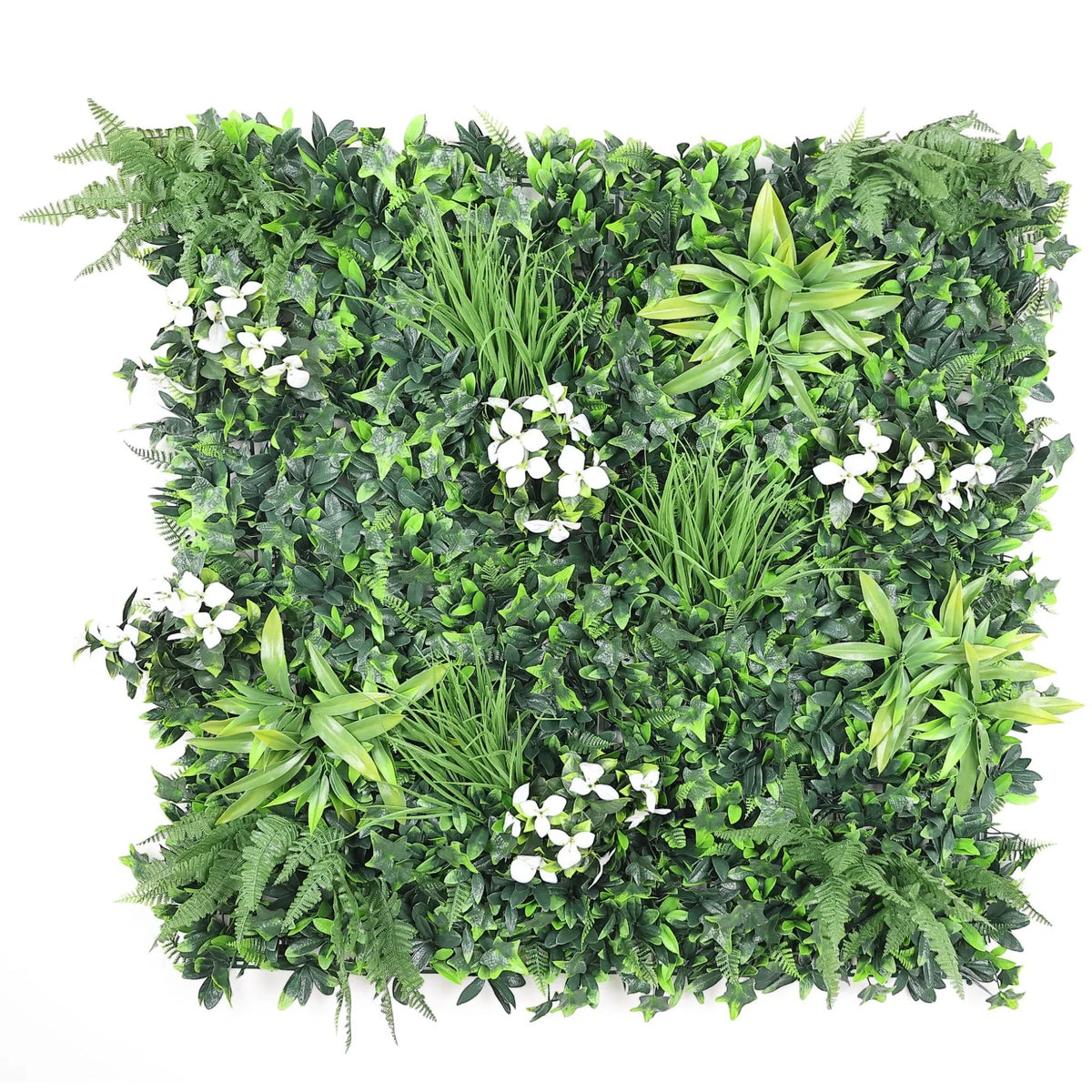Panel de muestra de jardín vertical artificial blanco como la nieve (muestra pequeña) Grado comercial resistente a los rayos UV