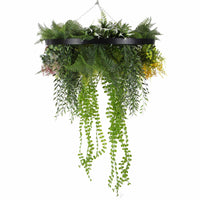 Draping Plant Artificial Roof Hanging Disc 24in – Black Frame – UV Resistant — Non Fire Resistant, Non UV Resistant