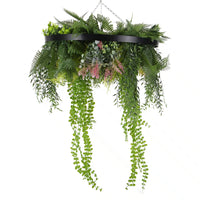 Artificial Hanging Plants & Bushes: Draping Plant Artificial Roof Hanging Disc 24in – Black Frame – UV Resistant by Designer…